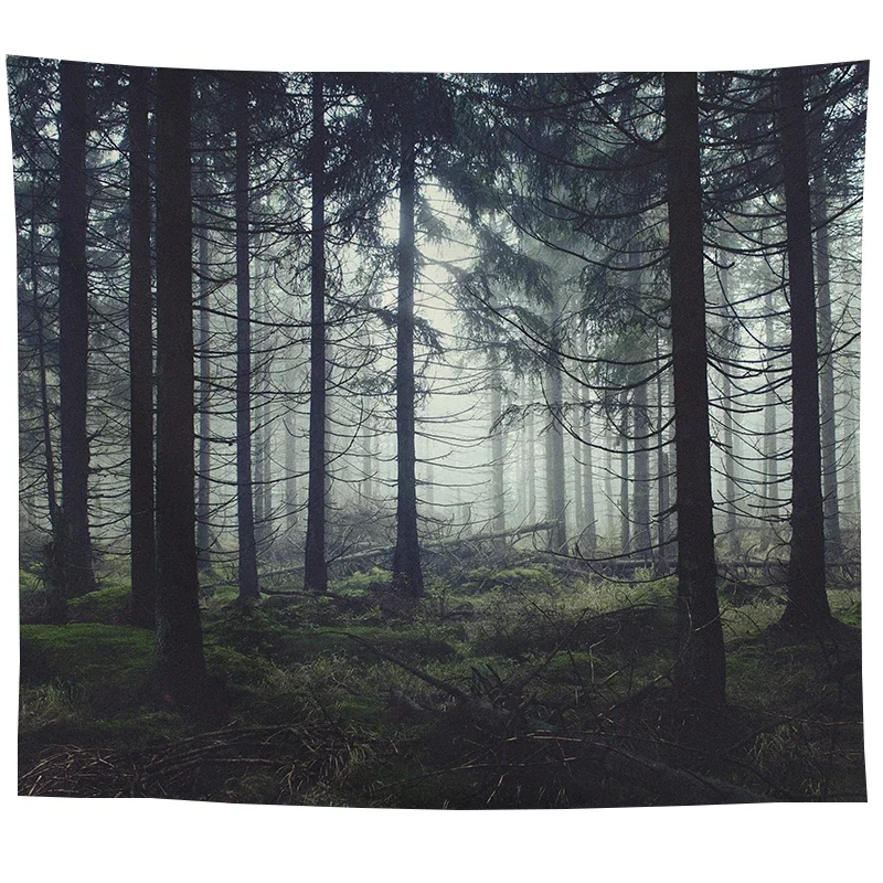 Wall hanging tapestry Psychedelic nature mountain sea view fog forest landscape printed living room bed home decor