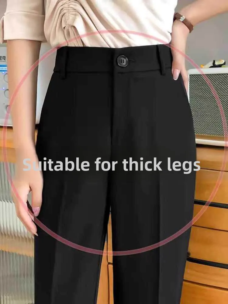 plus Size High Waist Drapey Wide Leg Suit Pants Women's Summer Fashion Commute Style Loose Fit Trousers for Heavy Girls