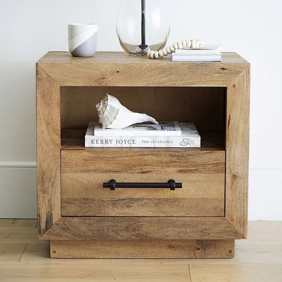 Wholesale Solid Wood Home Cheap Bedroom Furniture Bedside Tables Open Wooden Bedside Tables