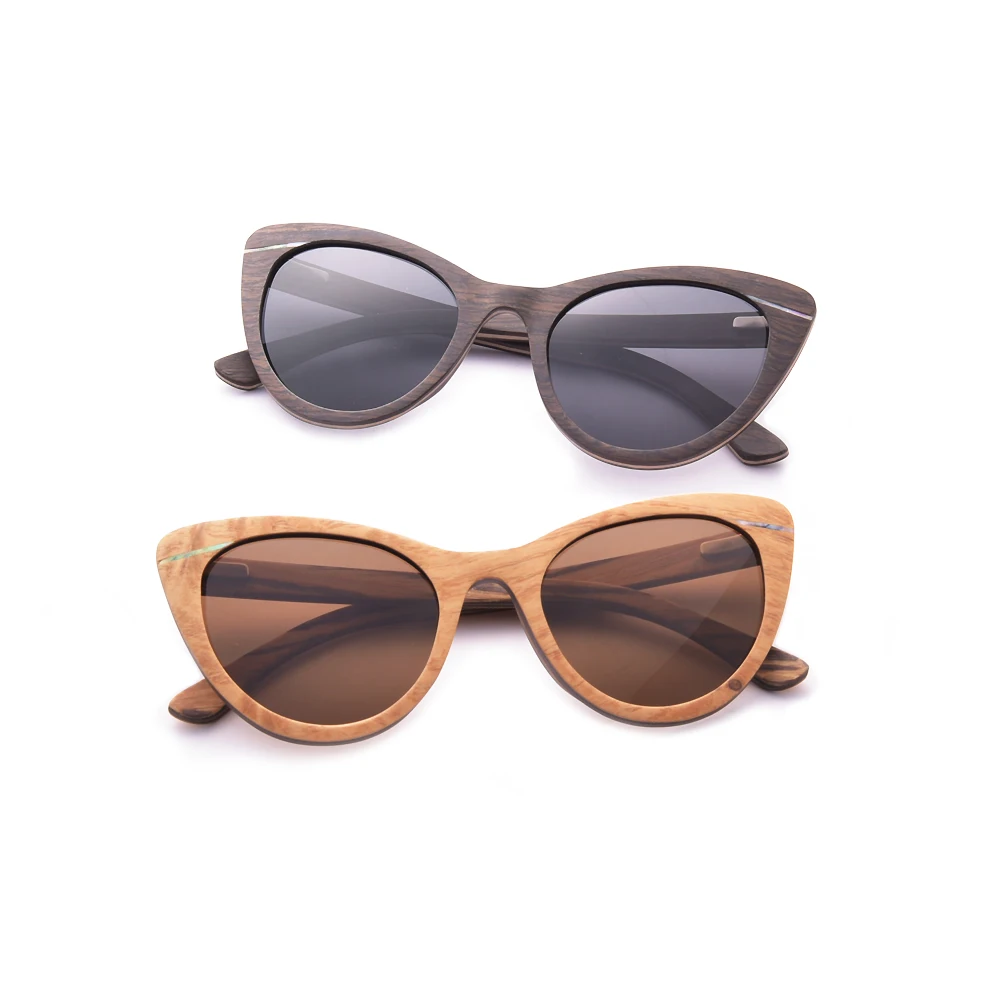 Cat Eye Wood Sunglasses for Women 2022 Luxury Designer Polarized Abalone Shell Black Sun Glasses Men Driving White Shades