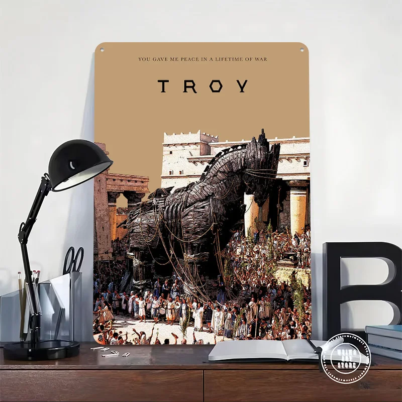 Troy 3D Texture Metal Poster Customized Wall Art Tin Sign Gift for Mancave Luxury Decoration Home Decor Accessories Wand Deko