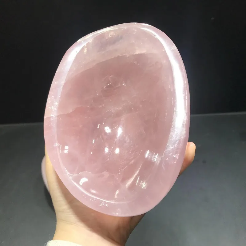

Hand carved rose quartz bowl natural quartz singing crystal bowl treatment high value