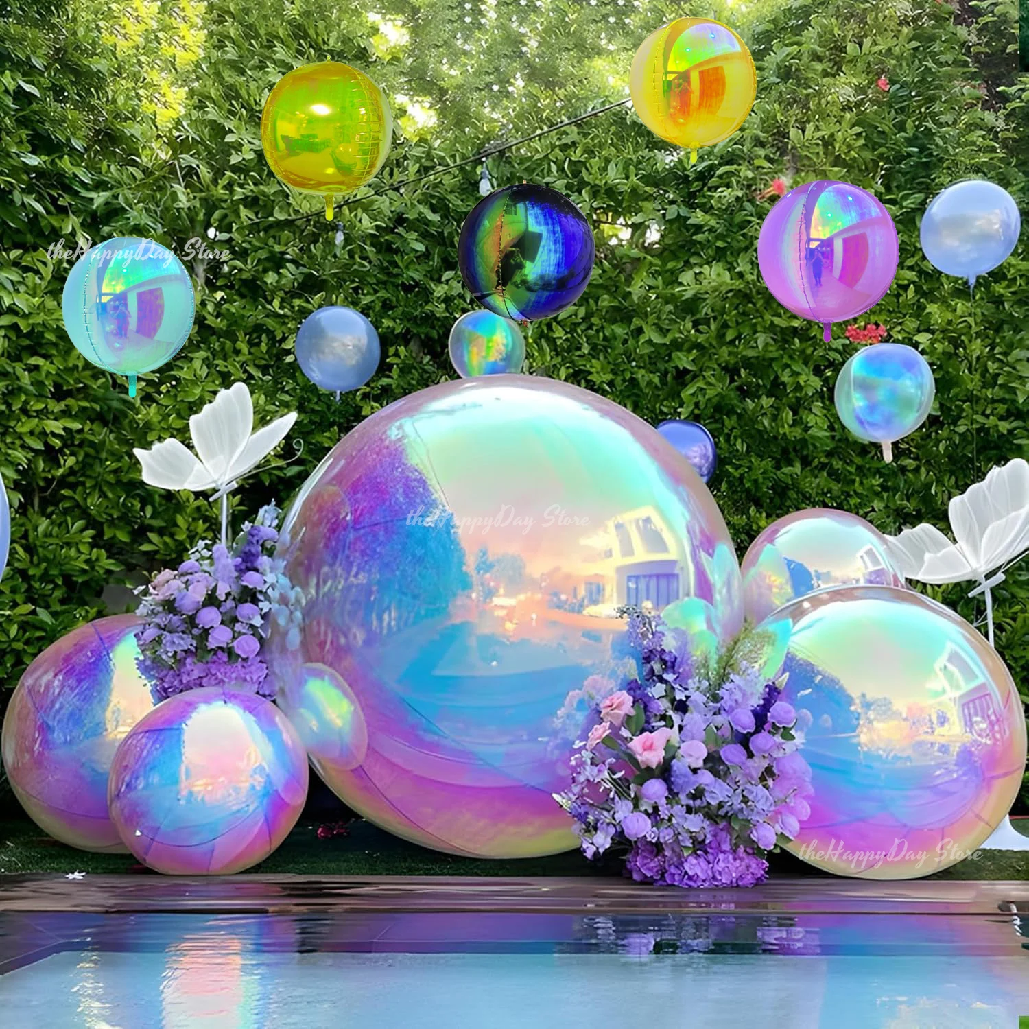 50-10IN قزحي الألوان 4D بالونات مستديرة المجسم 4D احباط بالونات الهيليوم Globos لعيد ميلاد الزفاف عيد الميلاد توهج ديكور الحفلات