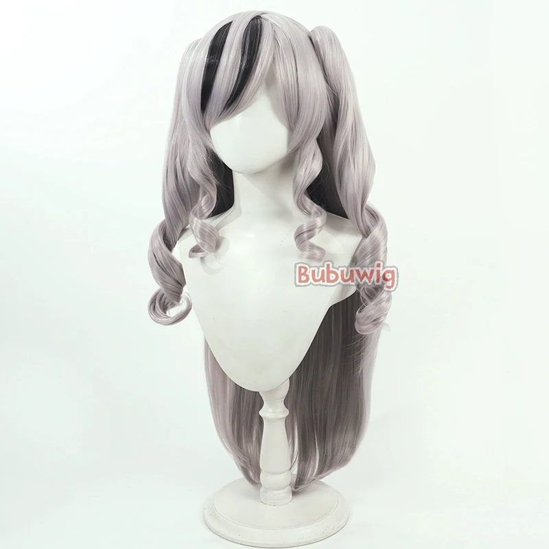 Bubuwig Synthetic Hair Elbe Cosplay Wigs Azur Lane Elbe 90cm Women Long Wavy Gray Mixed Black Ponytail Cos Wig Heat Resistant