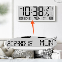 LCD Screen Large Digital Wall Clock Multifunctional Time Temperature Humidity Display Desktop Battery Powered Electronic Clocks