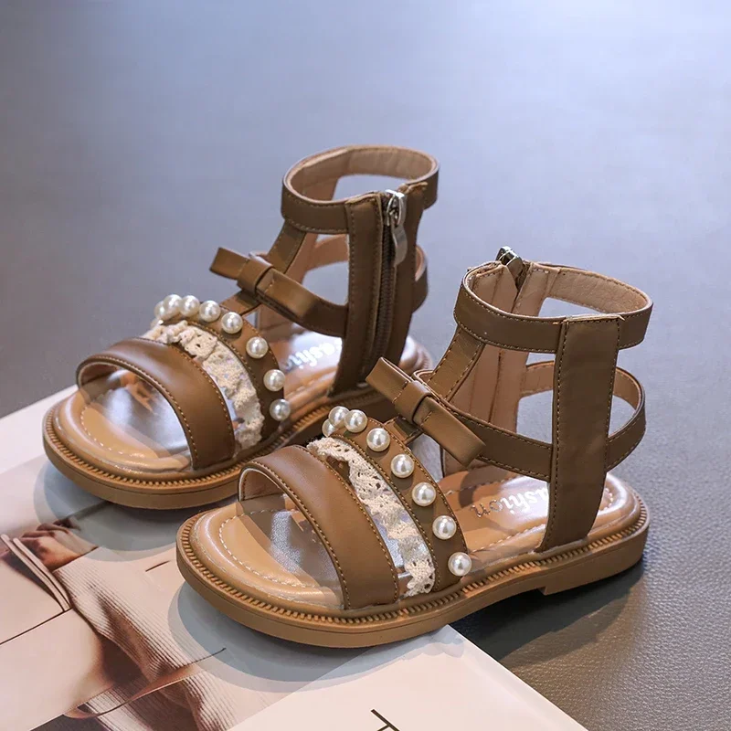 

Little Girl Open-toe High-top Sandals Summer Sweet Ruffled Edge Kids Fashion Princess Bowknot Shoes Causal Kids Open-toe Sandals