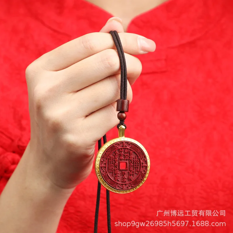 Fidelity Raw Mine Cinnabar Purple Gold Sand Mountain Ghost Spending Money Listing Necklace Taoist  Lukcy Jewelry Men and Women's