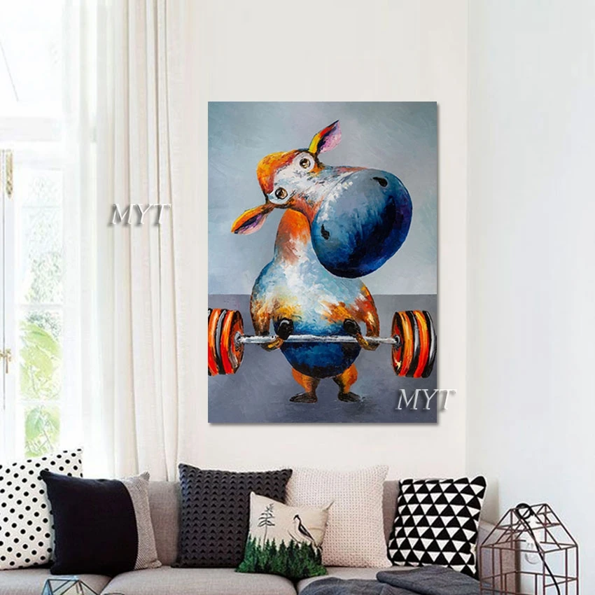 

Cow Pictures Unframed Wall Art Cartoon Pictures Latest Canvas Art Modern Abstract Animal Painting For Baby Room Wall Decoration