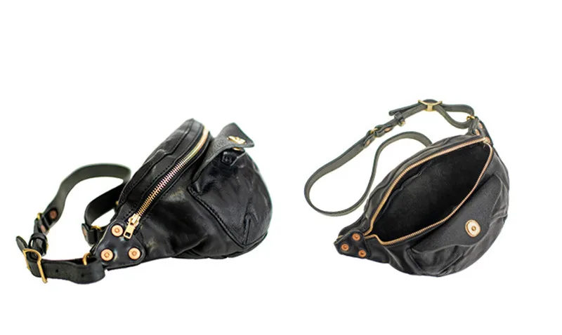 Fashion luxury genuine leather men small chest bag designer fashion high-quality natural real cowhide motorcycle cross-body bag