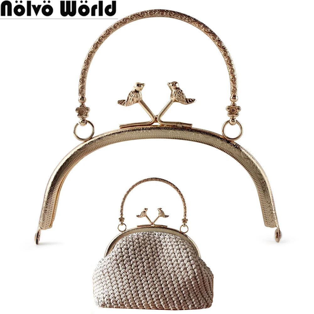 

1/3/5 шт. золото 16,5x15,5 см двойная птица полукруглая рамка для кошелька с ручкой для сумки «сделай сам» тиснение металлические сумки застежка-застежка аксессуары