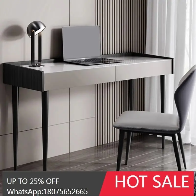 

HLZ Desk Light Luxury Modern Minimalist Light Luxury Minimalist Rock Board Solid Wood Home Computer Study Writing Desk