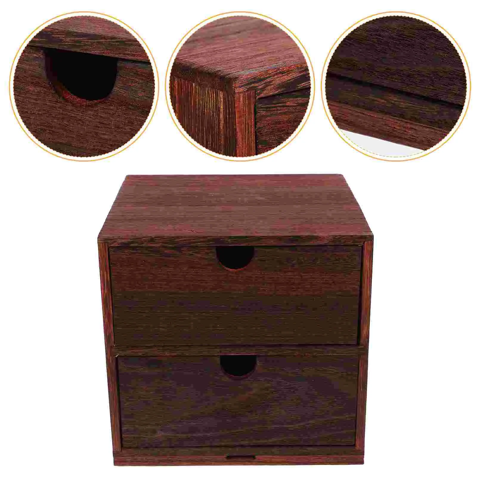 

Wooden Storage Box Stackable Stationery Organizer Desktop Home Case Drawer Tool