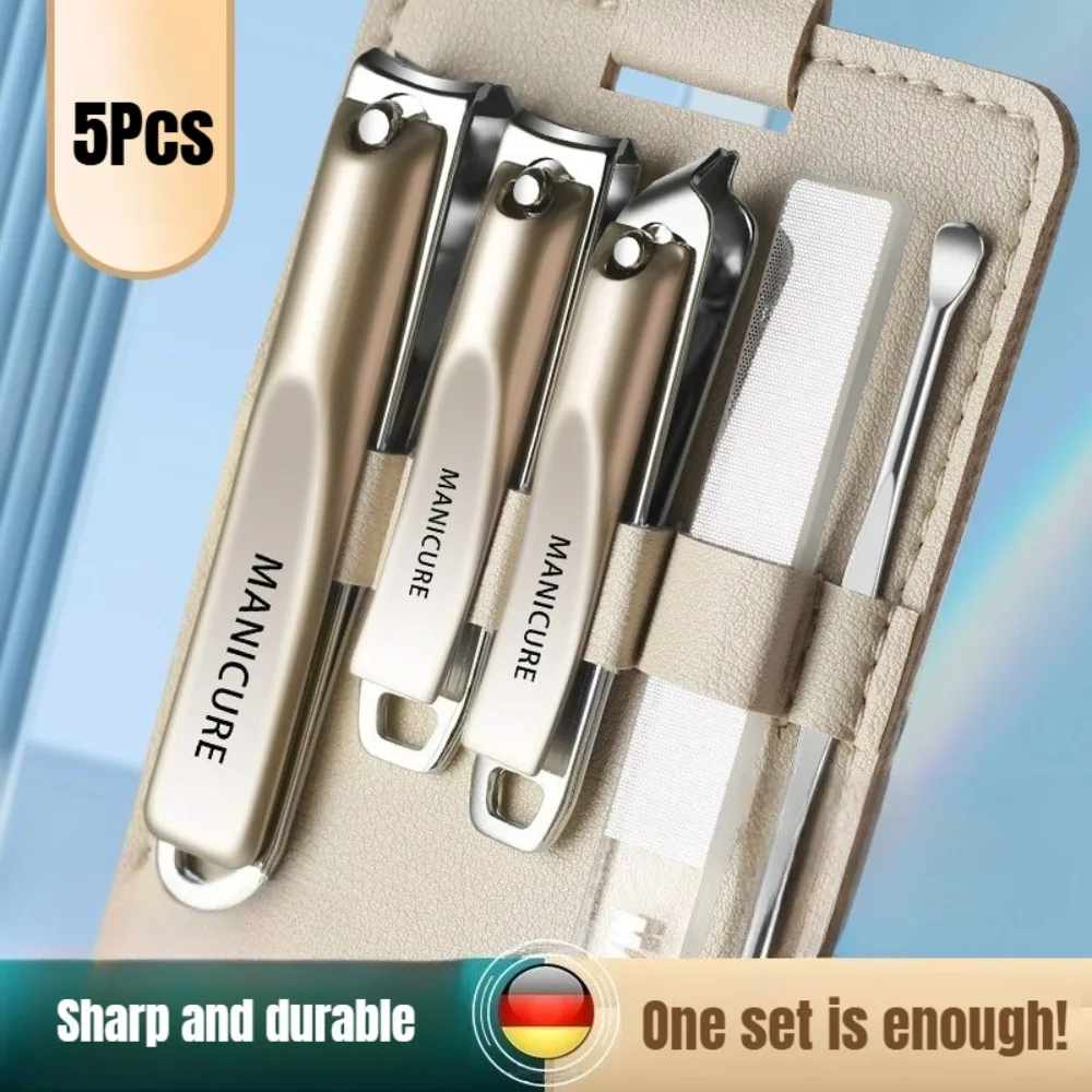 

5Pcs Carbon Steel Nail Clippers Set Heavy Duty Sharp Tools for Thick Nails Manicure Pedicure Kit with Travel Case