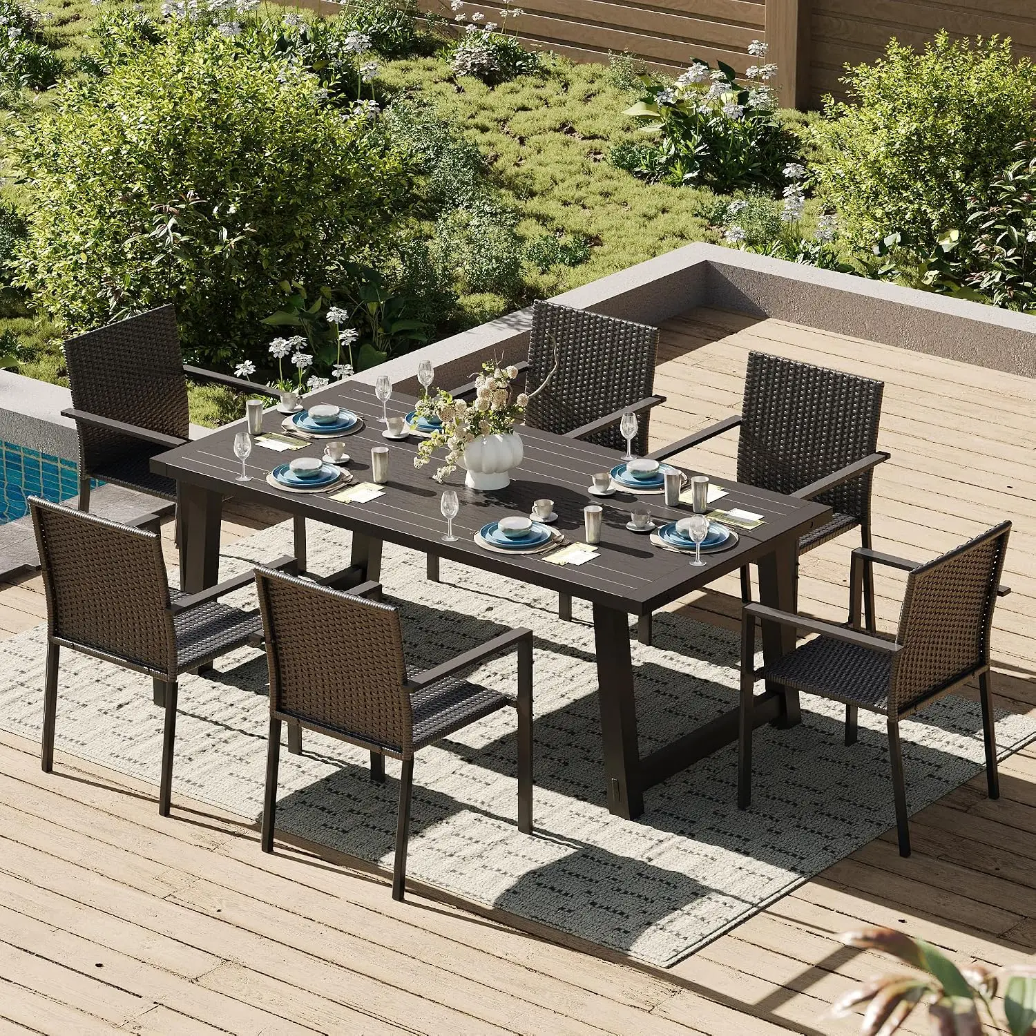 Stackable Wicker Chairs, Patio Dining Chairs Set of 4, All-Weather Breathable Outdoor Dining Chair, Steel Frame, Customized
