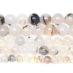 Natural Stone Sardonyx White Agate Round Beads 15