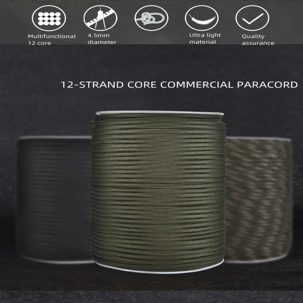 Corda de Resgate Paracord de 100M, Estrutura de 9 Fios, Tipo 550, Corda de Sobrevivência de 4mm de Diâmetro, Material de Poliéster, Corda para Camping