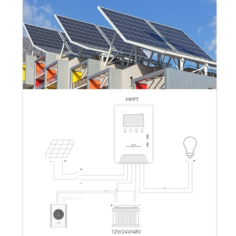 MPPT Solar Charge Controller 12V/24V/48V Automatic USB Home Smart Charger Power Generation 30A 40A 60A Solars Panel Regulator