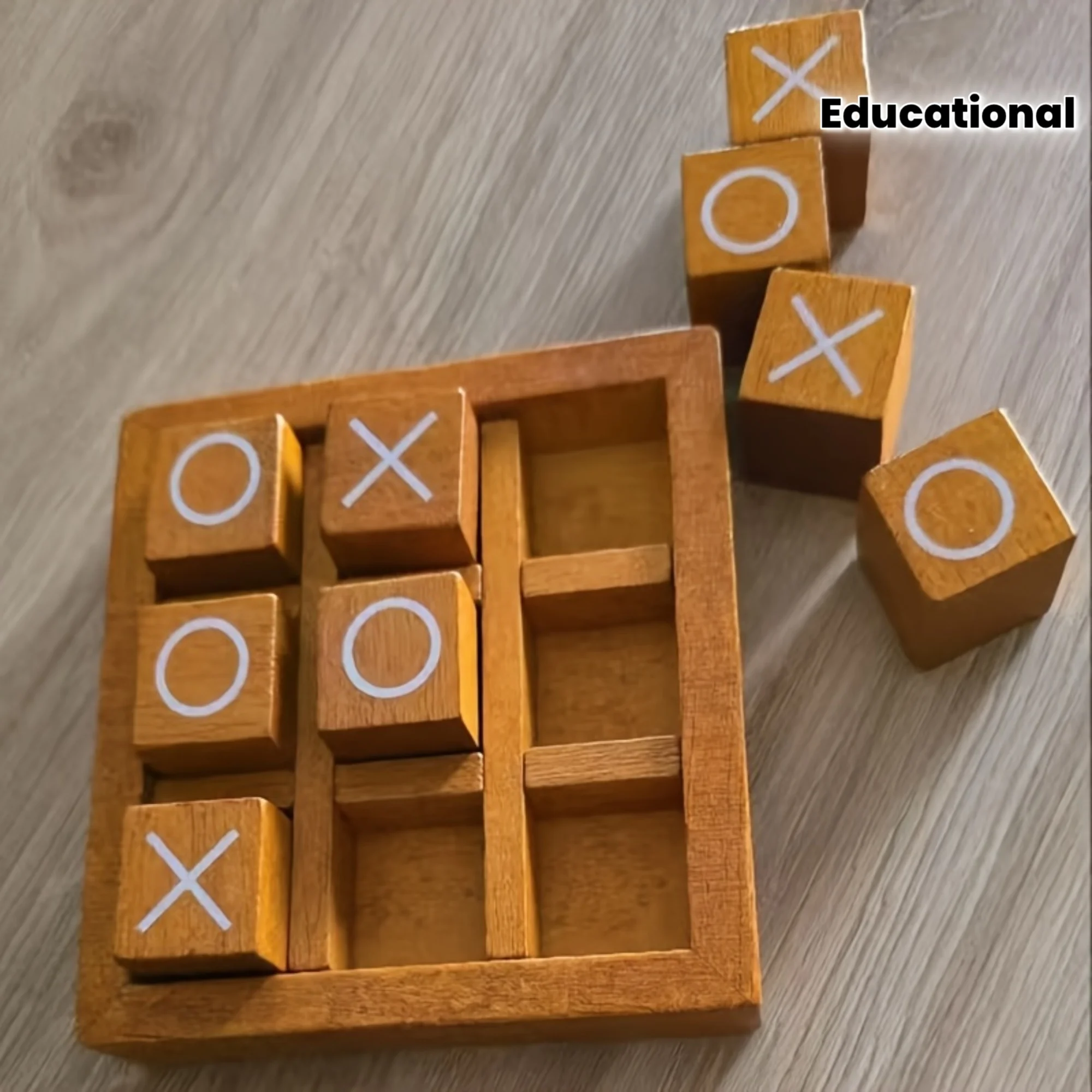 Wooden Tic Tac Toe XO  Educational Logical Thinking Training Toy Parent Child Interactive Two Player Family Travel Table Game