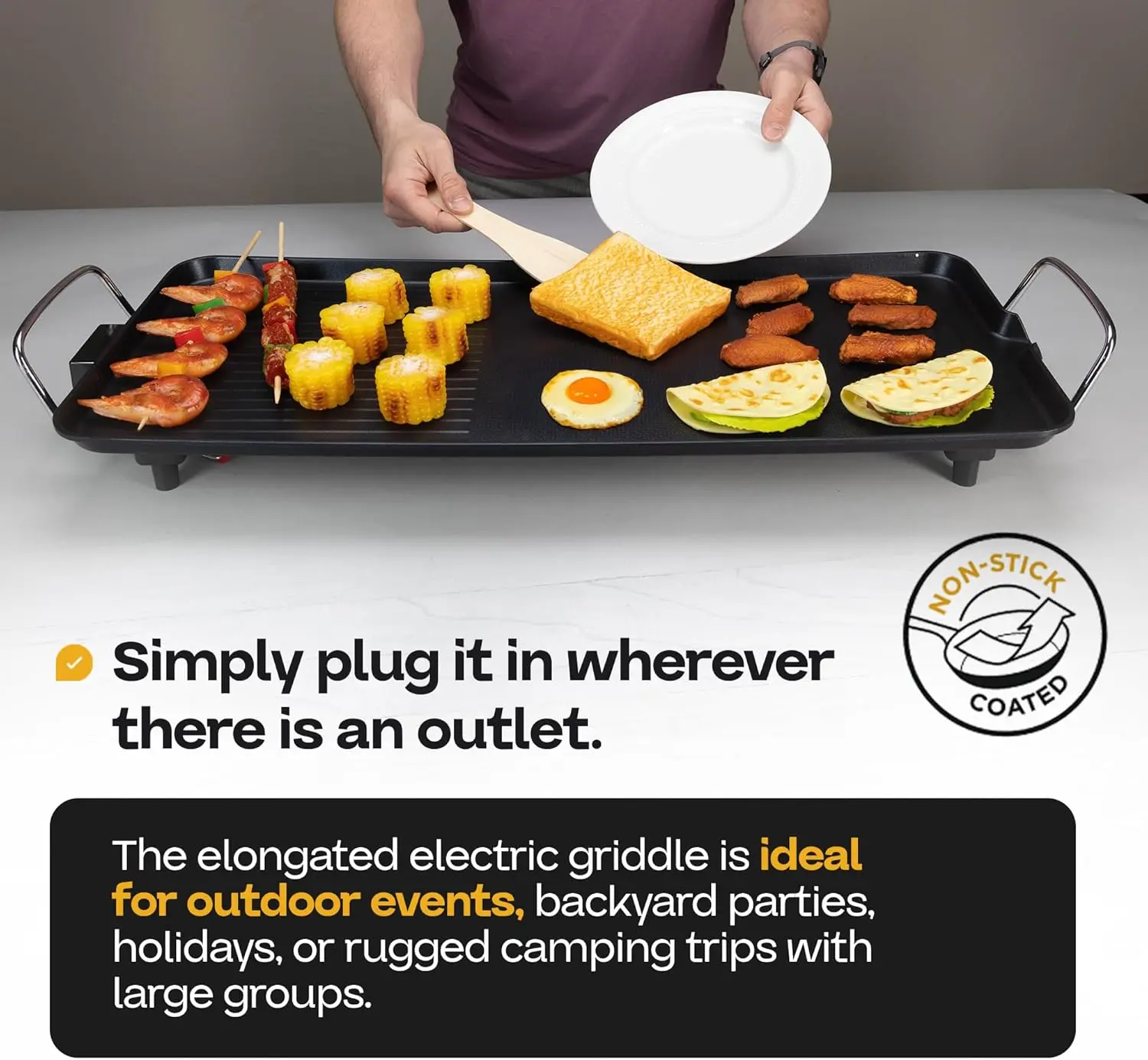 شواية داخلية بدون دخاني - شواية كهربائية محمولة وغير لاصقة للاستخدام الخارجي - شواية كهربائية كبيرة غير لاصقة مع قابلة للتعديل