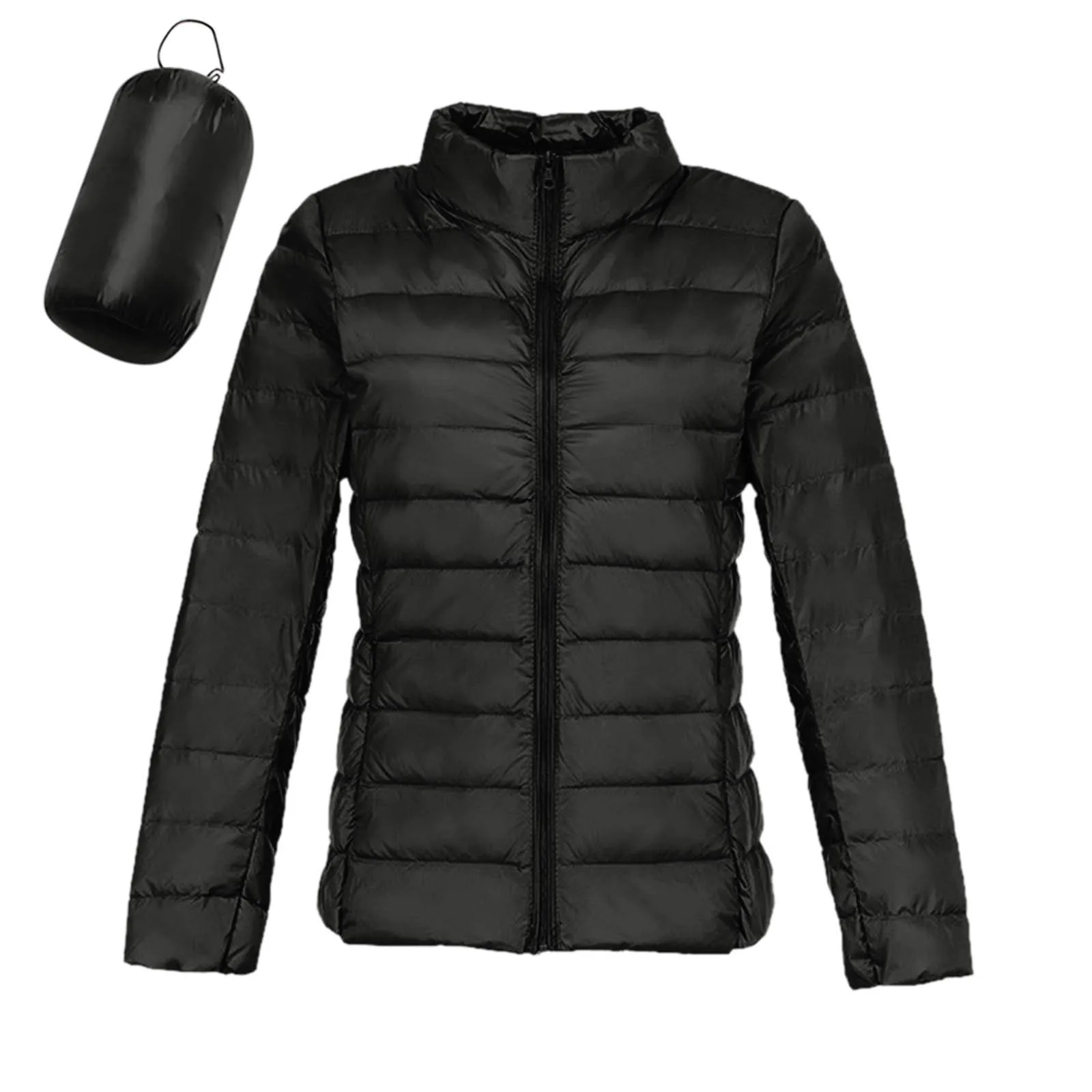 Women Autumn Winter Parkas Coat Solid Color Lightweight Down Coats Stand Collar Ladies Jacket Outerwears