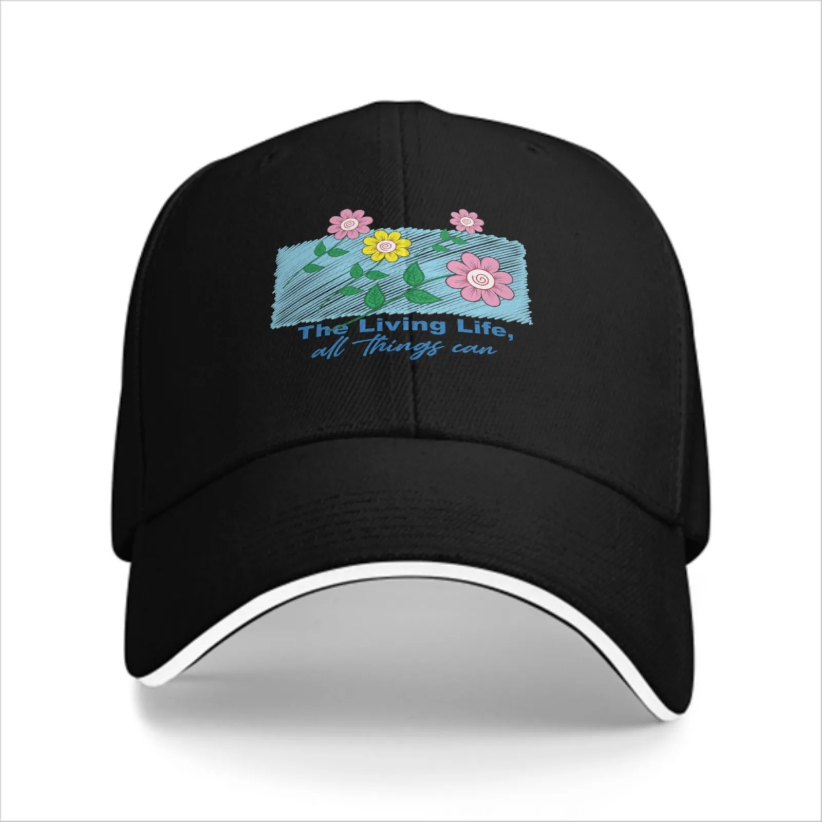 The Living Life Floral Garden Baseball Cap Adjustable Polyester Casual Unisex Adult Sports Cap