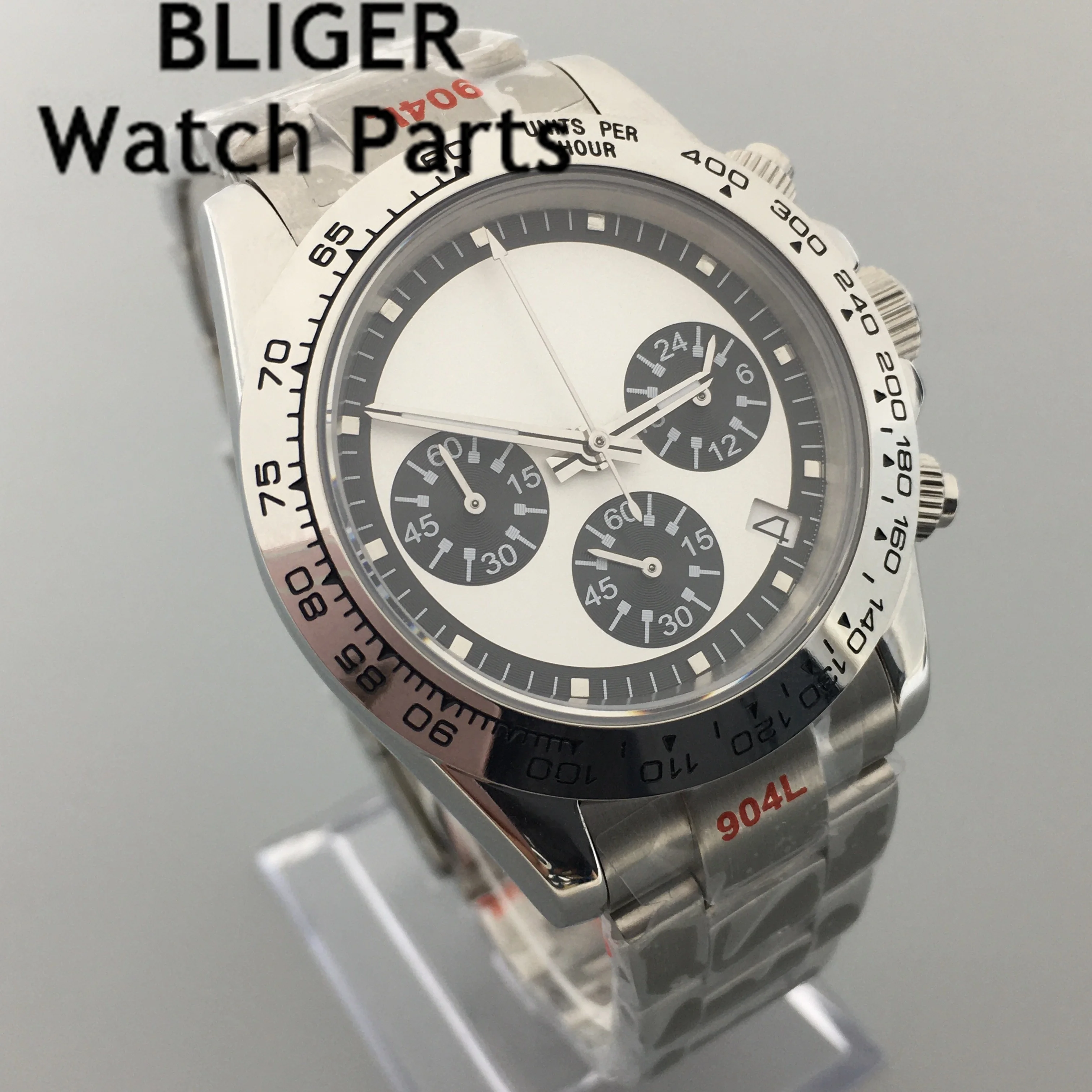 BLIGER Luxury Fashion Rose Gold 39mm Quartz Chronograph Men Watch VK63 Movement Sapphire Crystal White Dial Reloj