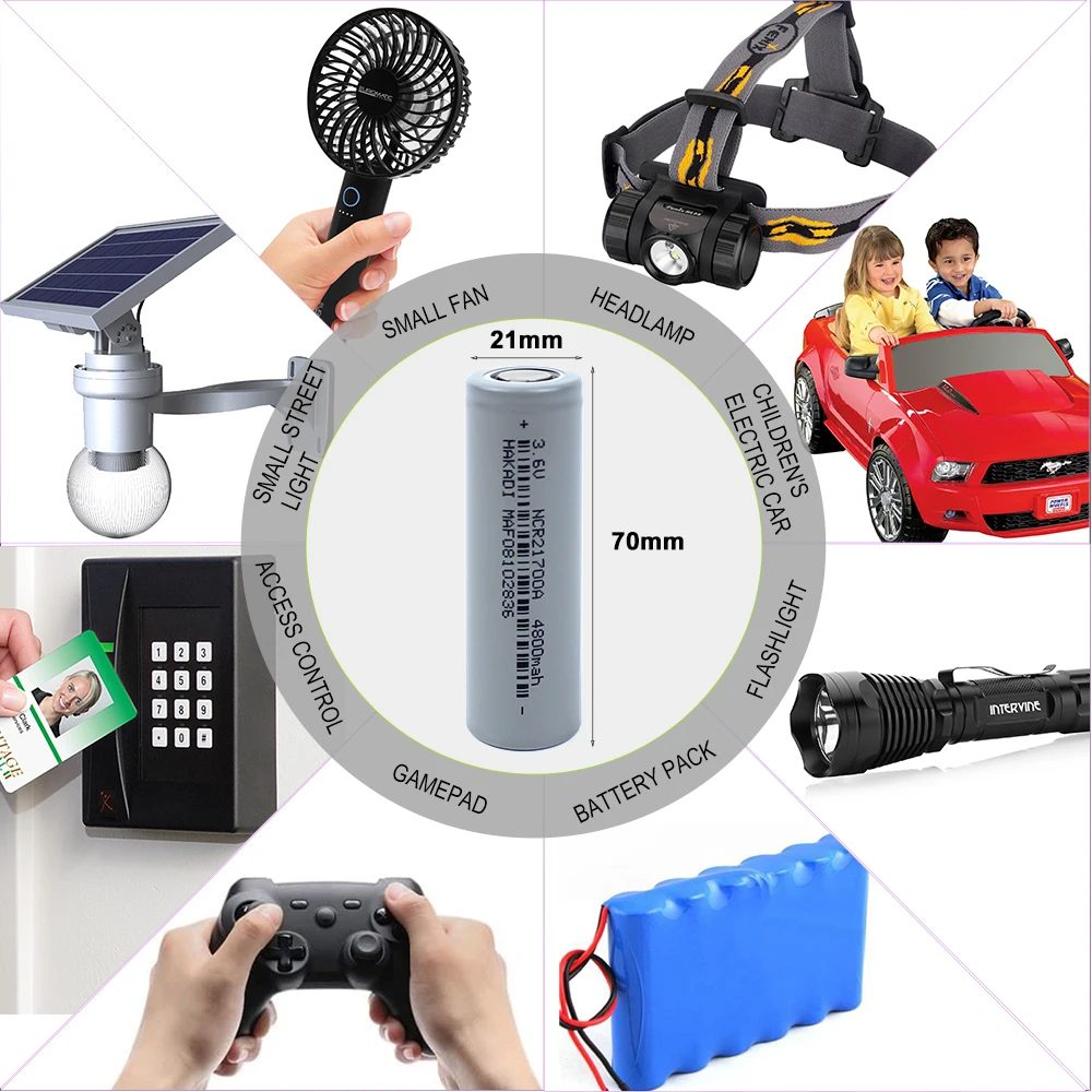 HAKADI 21700 3.7 فولت 4800 مللي أمبير بطاريات ليثيوم أيون NMC قابلة للشحن 4-20 قطعة لتقوم بها بنفسك 12 فولت 24 فولت 36 فولت 48 فولت بطارية خارجية توريد