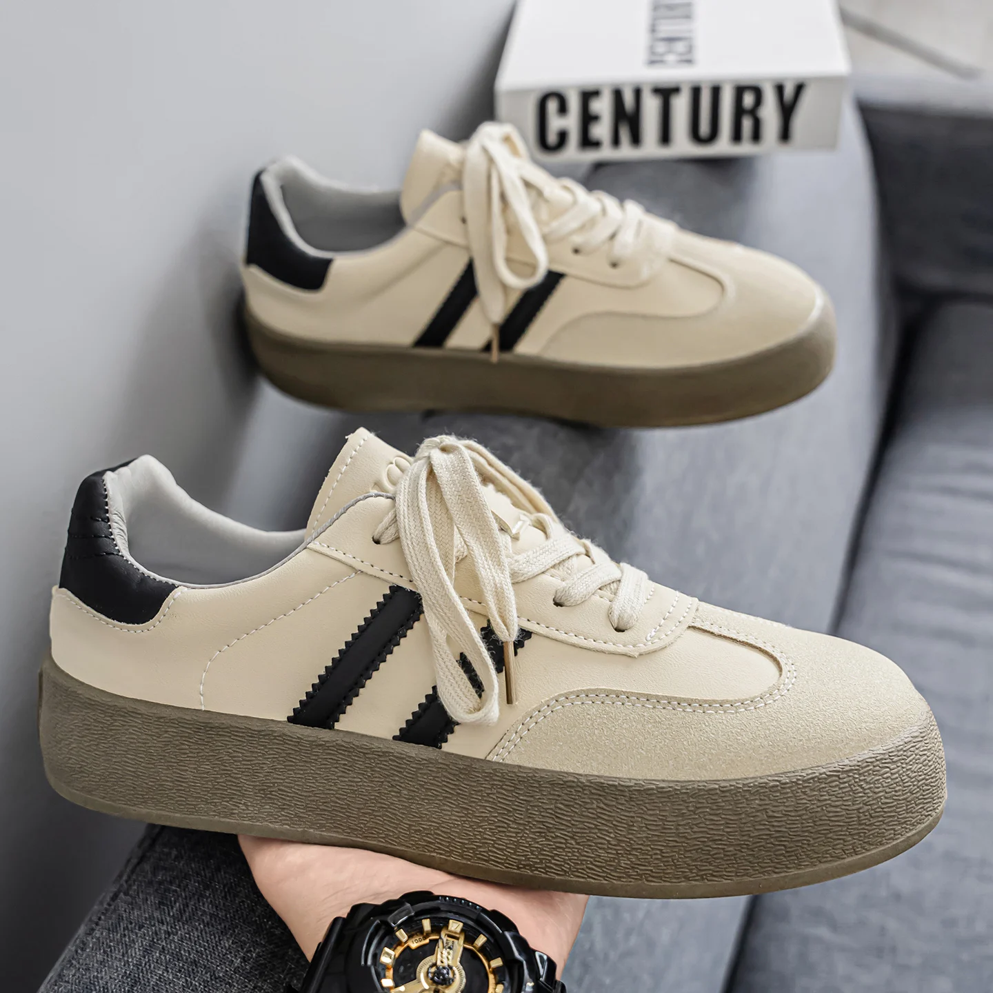 

2025 Мужские туфли для досок Немецкие тренировочные туфли Мужские кроссовки 2025 Новые мужские туфли на толстой подошве для увеличения тренда всех туфель для скейтборда