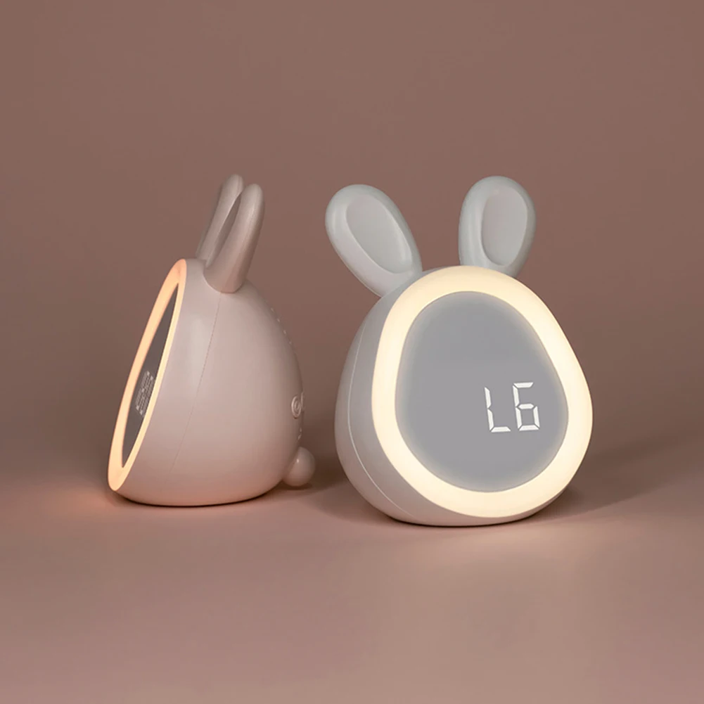 Kids Cute Rabbit Alarm Clock With Night Light Stepless Dimming Led Digital Alarm Clock For Boy Girls Intelligent Program Control