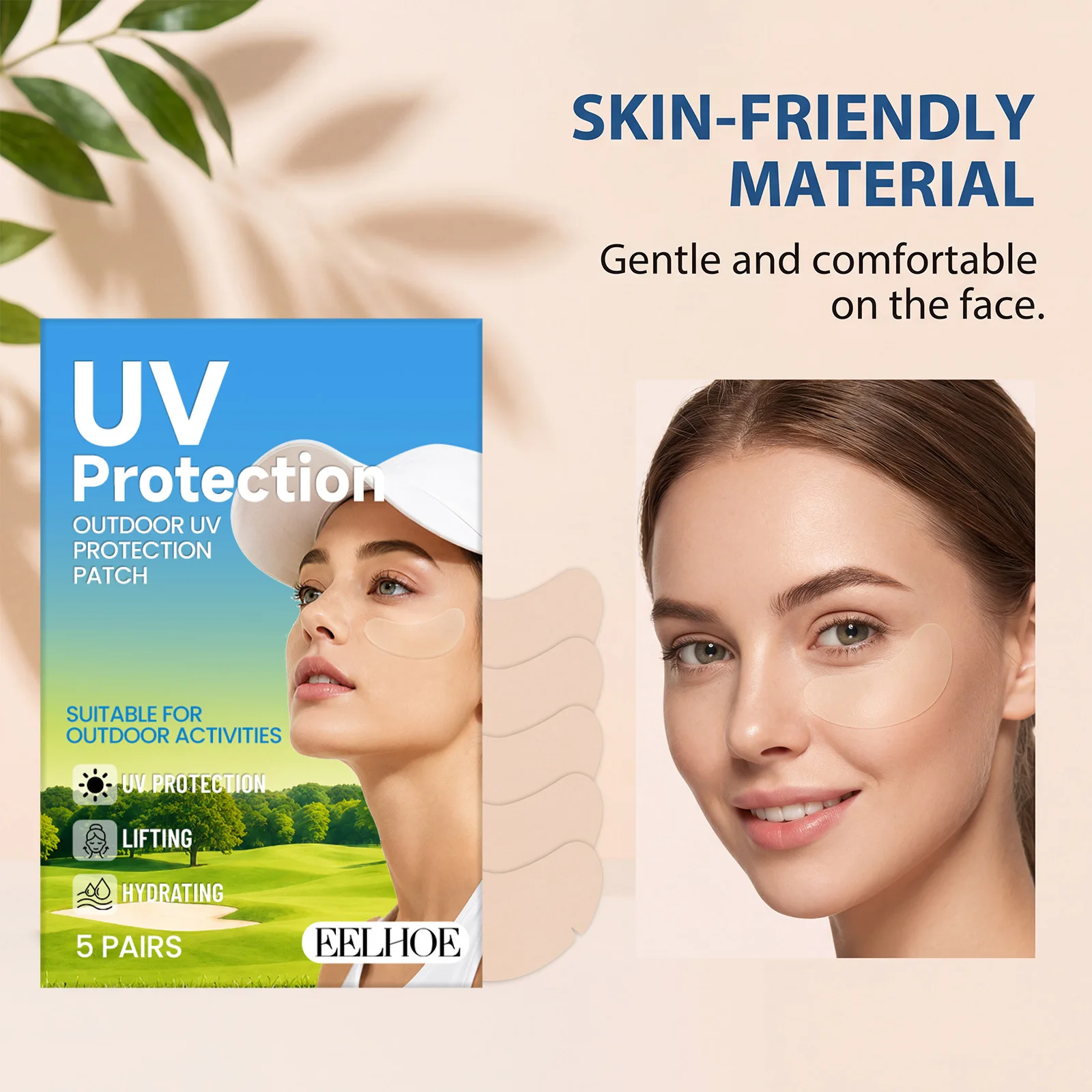Invisible Outdoor UV Protection Patch Moisturizing Hydrogel Sun Shield Sticker Sweat Resistant Golf Under Eye Sun Block Patches