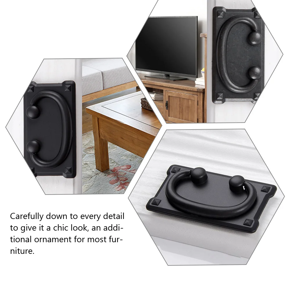 

2Pcs Vintage Drawer Ring Pull Handles Metal Cabinet Pulls Furniture Knobs Dresser Pulls Retro Style Black Drawer Handles