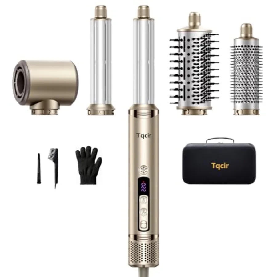 

5-in-1 Professional Hot Air Styler with Auto-Wrap Curlers Fast Drying Curling Straightening Volumizing Without Heat Damage Blac