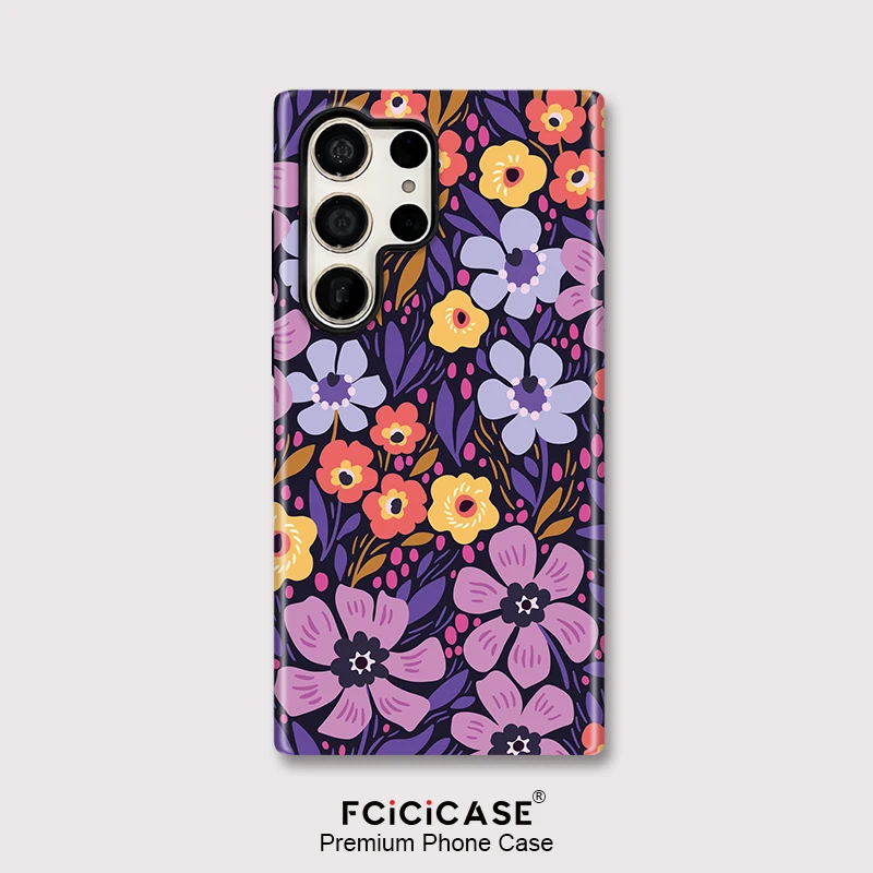 Fcicicase S24 S25 Plus Flower Pattern Phone Case For Samsung Galaxy S20 FE S25 Ultra S24 Plus S23 A16 A56 A26 A36 Acrylic Fundas