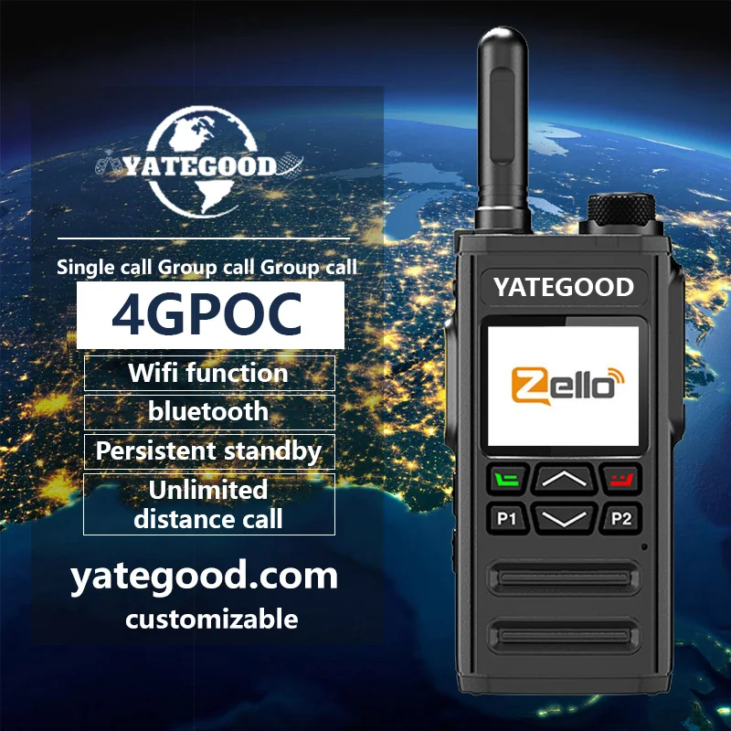 

YATEGOOD G288 Zello POC wireless remote control walkie talkie SIMcard 4G 3G Android Bluetooth mobile phone PTT Wifi GPS global 8
