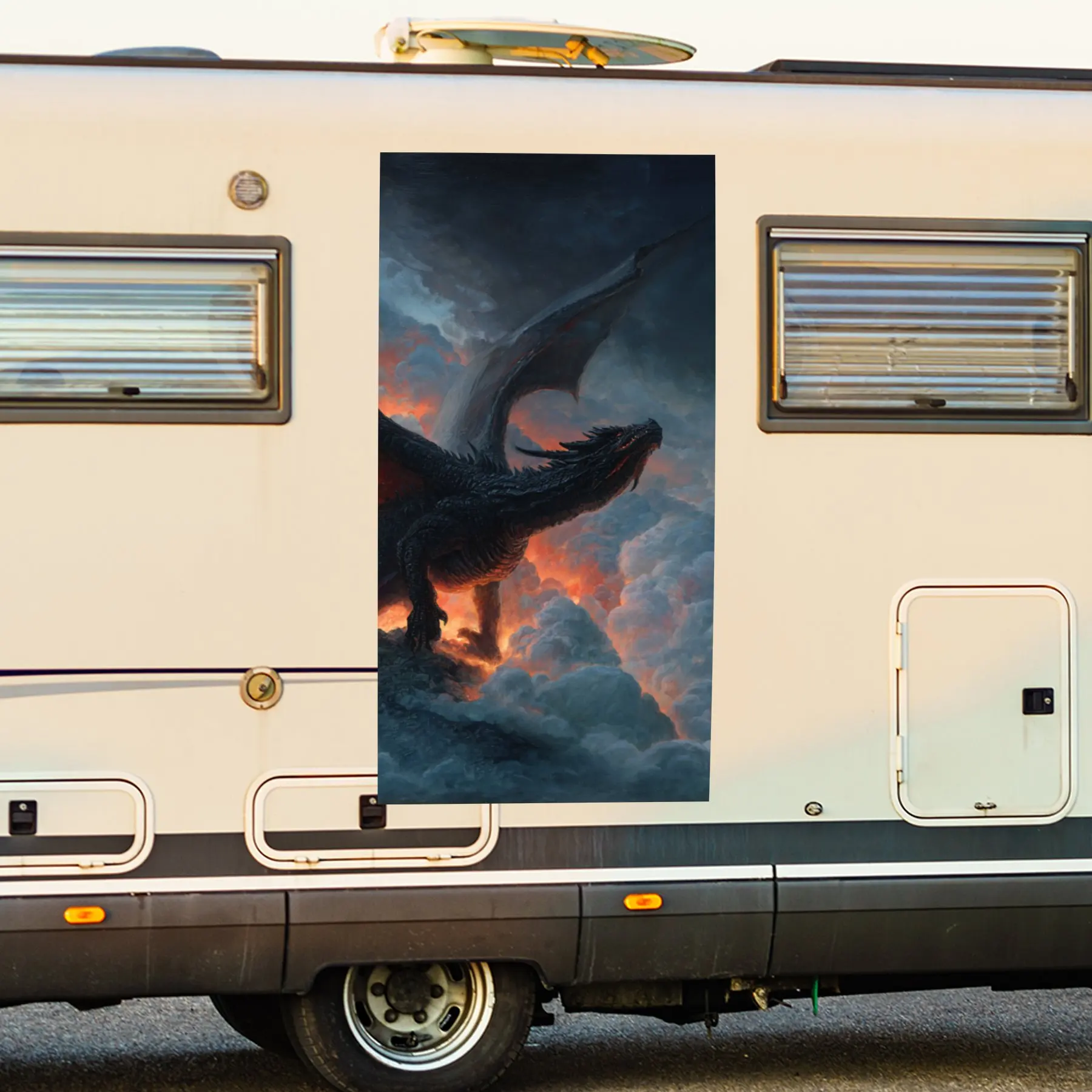 

Огненный черный дракон - виниловая наклейка на заднюю часть автофургона, водонепроницаемые самоклеящиеся виниловые наклейки для хвоста и бампера автомобиля, украшение - Prot