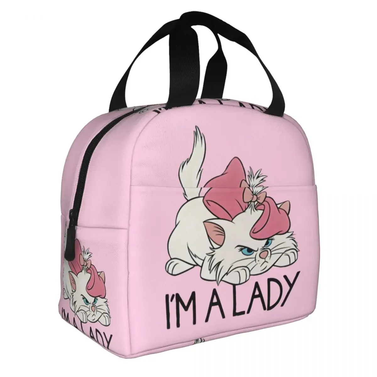 I\'m A Lady Marie Aristocats Cute Cats Insulated Lunch Bag Large Lunch Container Cooler Bag Tote Lunch Box Picnic Food Handbags