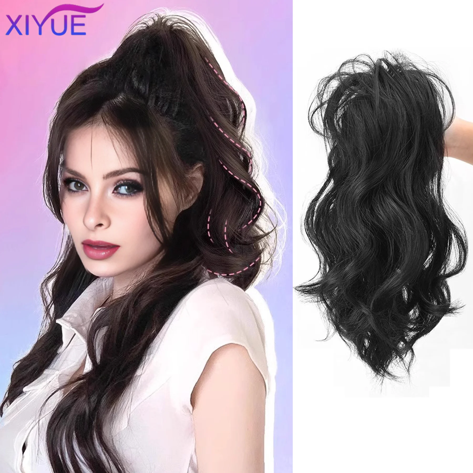 

XIYUE Synthetic Ponytail Claw Clip Ponytail Extensions Short Curly Ponytail Natural Wig Ponytail Ladies Ponytail Black Hair Clip