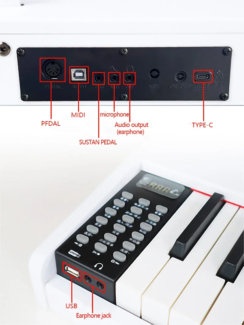 88 tasti Organo elettronico Pianoforte Strumento Martello pesante Tastiera Xilofono Connessione Bluetooth Pianoforte musicale