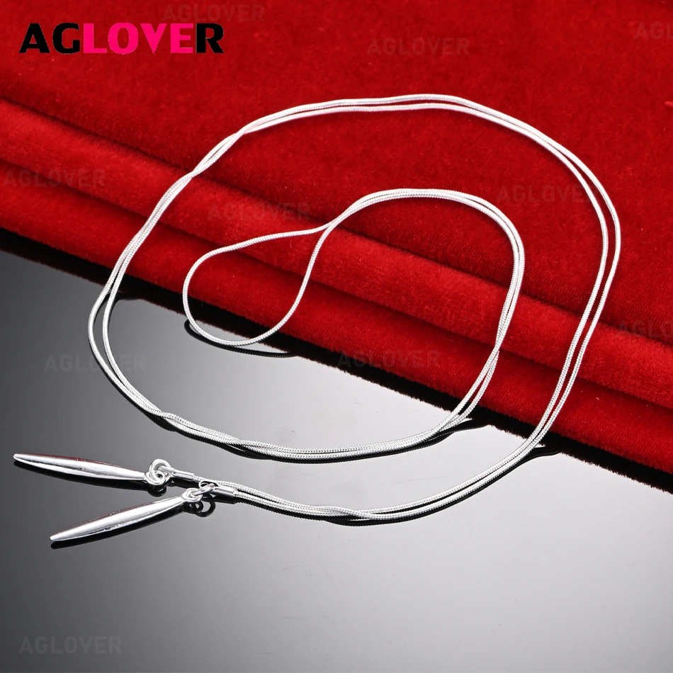 

AGLOVER 925 Sterling Silver Teardrop Snake Chain Pendant Necklace Classic Women's Simple Accessories Party Jewelry