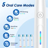 3D Rotating Electric Toothbrush 5 Modes USB Fast Rechargeable Rotary Electric Toothbrush with Travel Case 4 Brush Heads 4