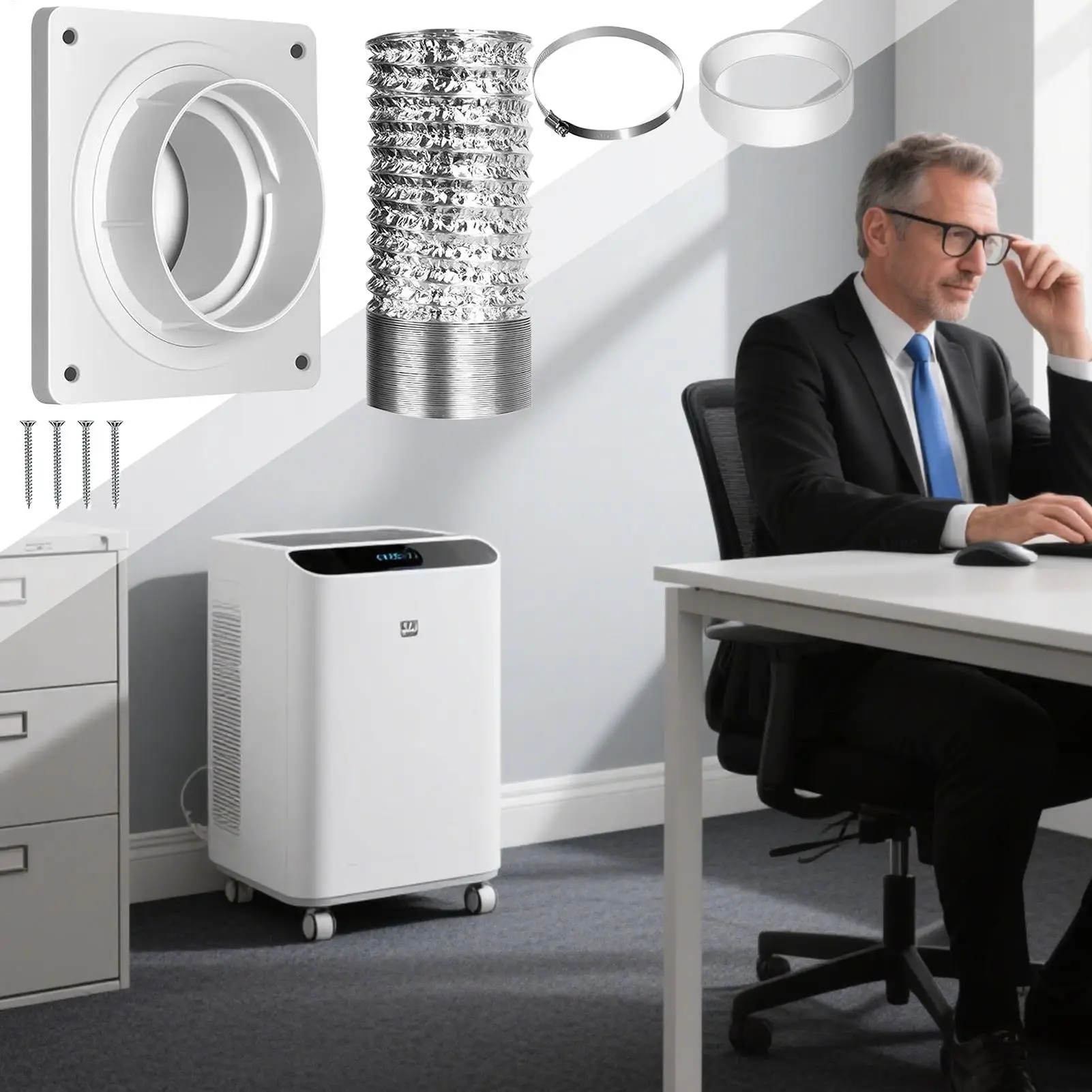 

Портативный вентиляционный комплект для кондиционера, набор перегородки для мобильного вентиляционного шланга переменного тока, регулируемый соединительный уплотнительное кольцо, универсальная удлинительная труба для воздуховода