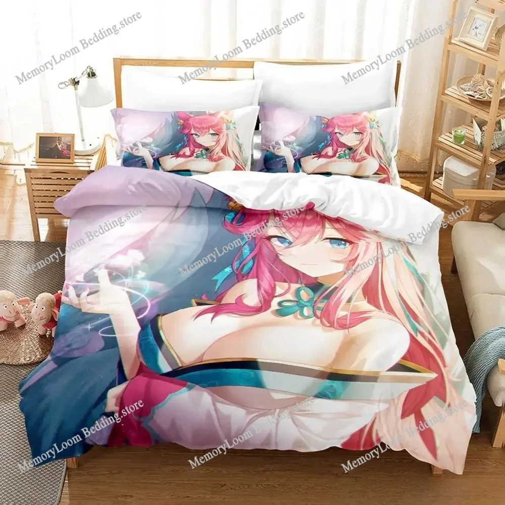 

New Game Spirit Blossom Ahri Bedding Set Single Twin Full Queen King Size Bed Set Adult Kid Bedroom Duvet cover Sets Anime Bed