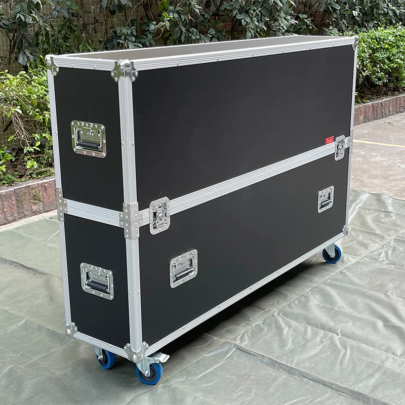 55"-65" Caixa de vôo de TV LCD/LED/Plasma única ajustável universal com rodas de 4"