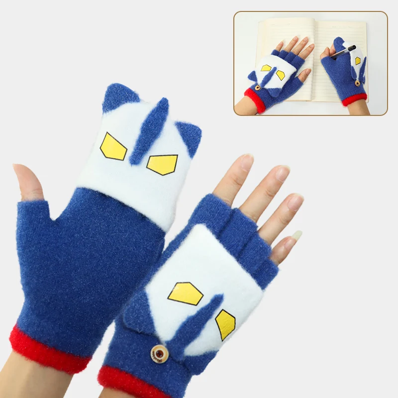 Kinder im Alter von 5–12 Jahren tragen Winter-Plüsch-dicke warme Cosplay-Cartoon-Anime-Jungenhandschuhe