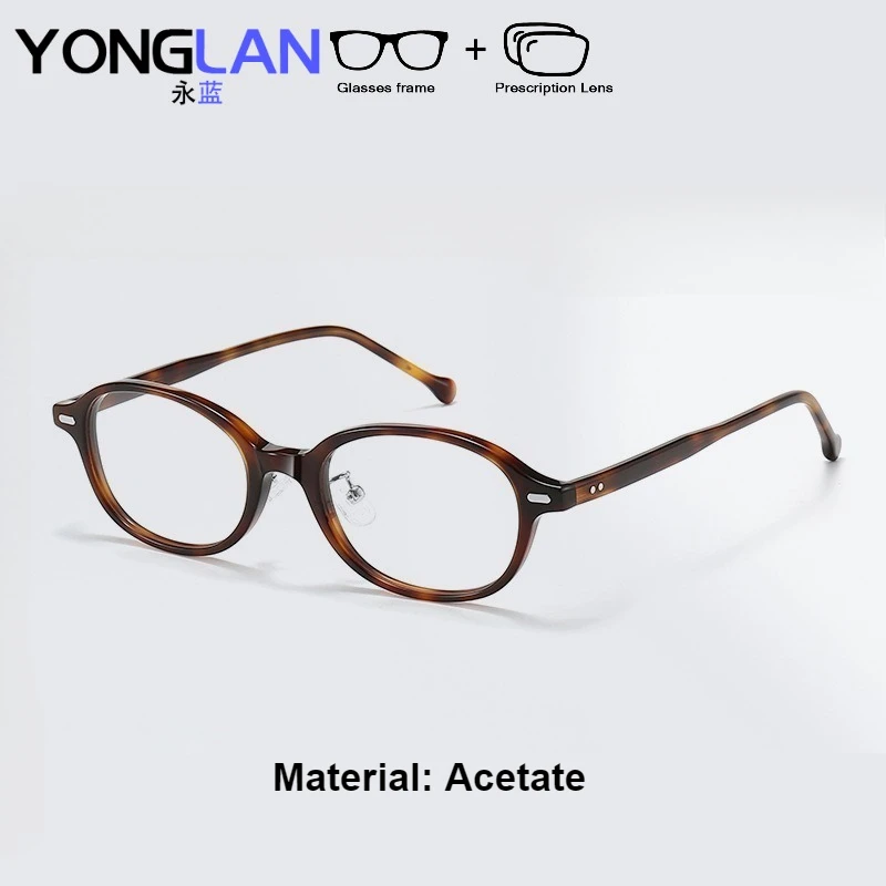 Pretty Stylish Handmade Oval  Acetate Prescription Glasses Eyeglasses for Women Anti Blue Light Glasses With Myopia Degree