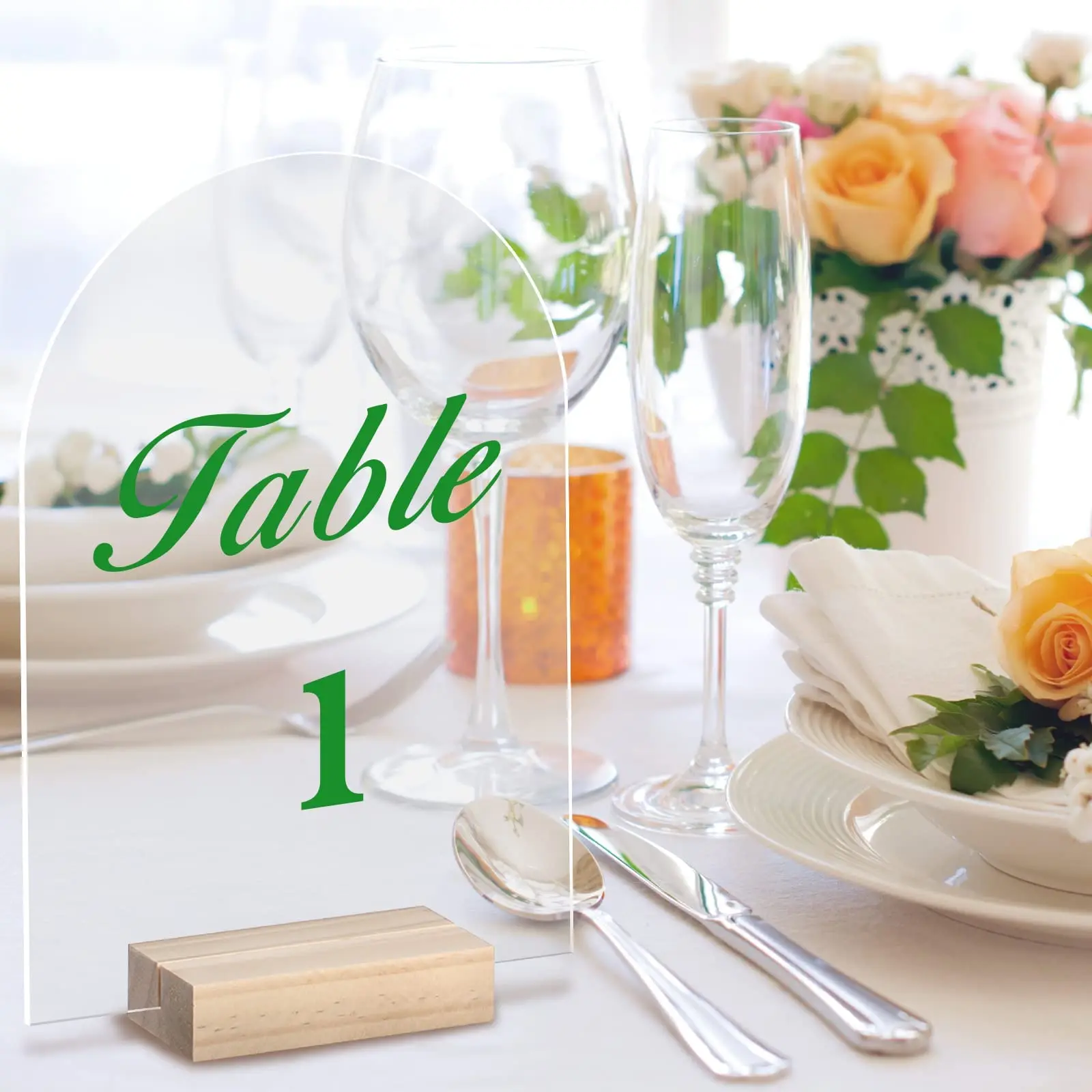 12 pz/set acrilico trasparente arco vuoto fogli acrilici con supporto in legno cartelli fai da te numeri da tavolo centrotavola da tavolo decorazione di nozze