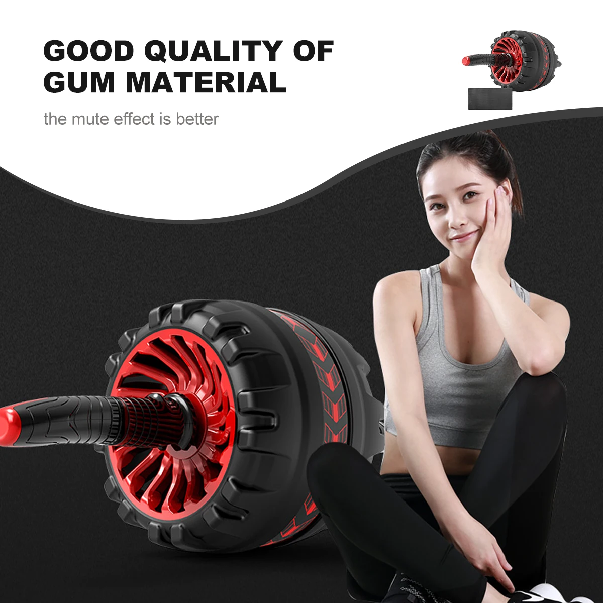 

Abdominal Exercise Roller Widen Steel Rubber Wheel Red Black Pad Anti-Skid Core Training Abdominal Wheel for Fat Burning