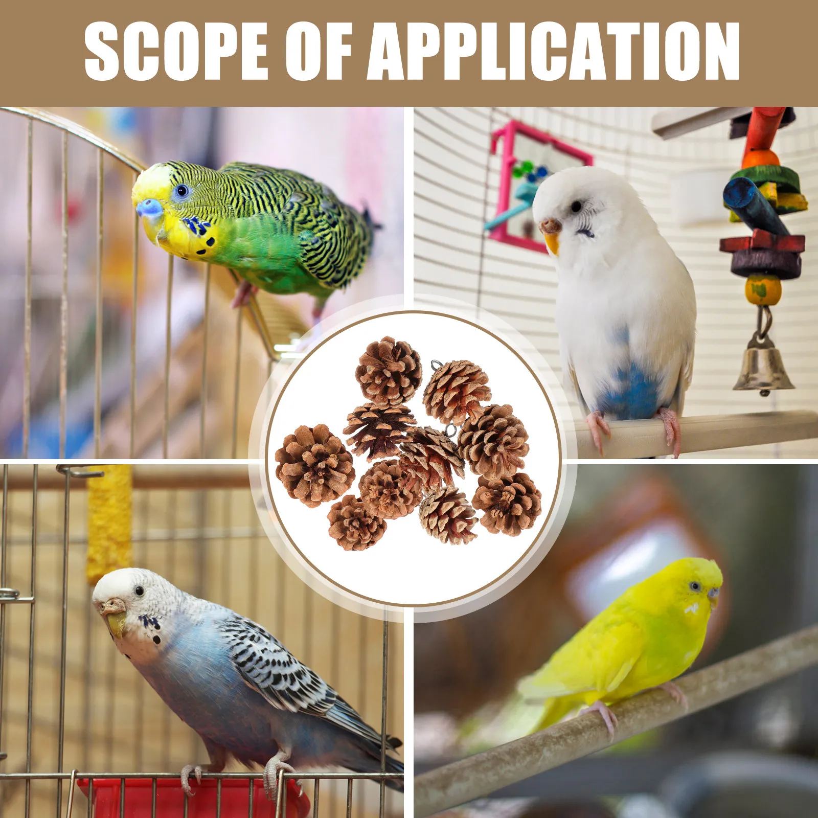 Natural Pine Cone Durable Bird Hanging Chewing Bite Resistant Parrot Foraging Cage Plaything Pine Cone Toy Parrot Foraging Toy