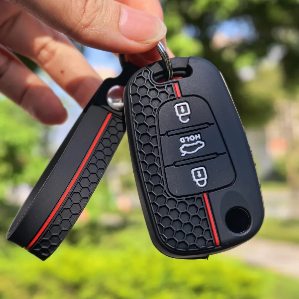 Silicone Car Key Cover for Hyundai i10 i20 ix20 i30 ix35 for Kia Ceed Soul Sportage Venga Keychain Lanyard