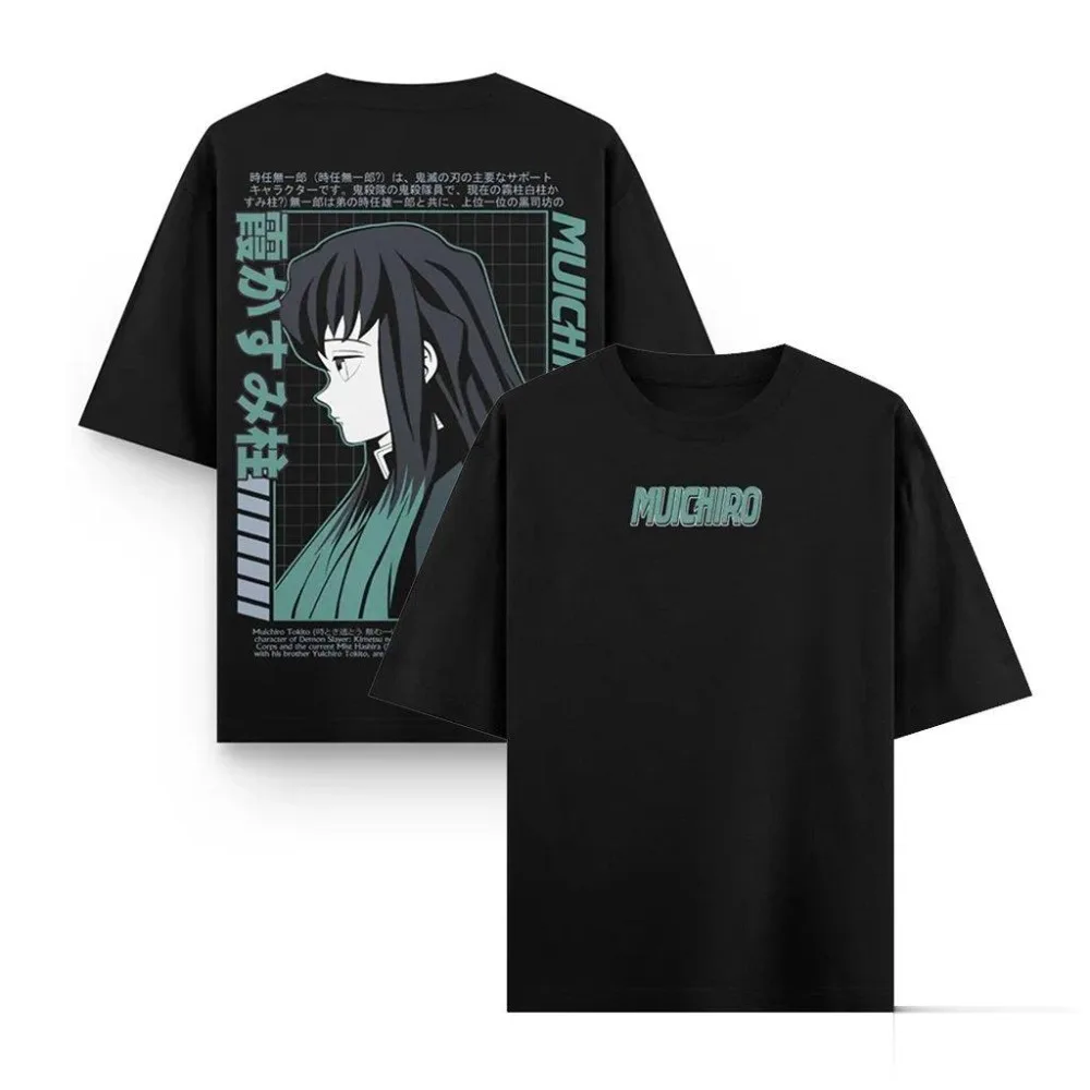 Ghost Slayer Blade Muichiro Tokito Unisex Pure Cotton T-shirt 2026 Summer New Anime Printed Loose Casual Parent-child Top